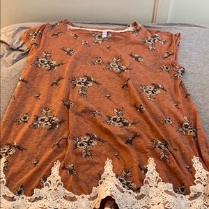 Pink blouse with flower pattern